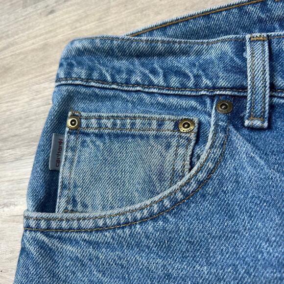 Carhartt Relaxed Fit Jeans Blue Denim Straight Leg 42x32 Made in USA - Picture 2 of 6